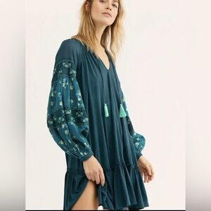 Free People Mix It Up Dress Jade sz XS Long-sleeve